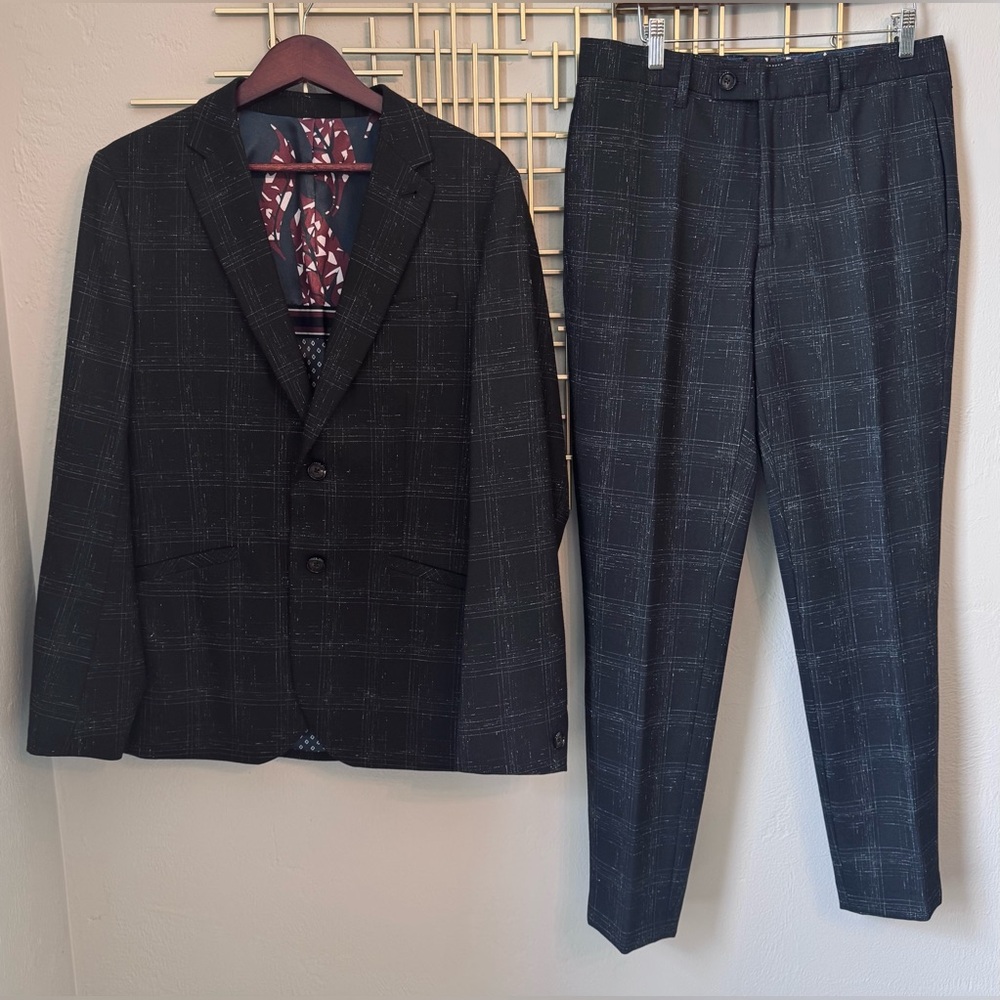 Ted Baker London Re-Luxed Fit Windowpane Suit 38R Slim Tailored